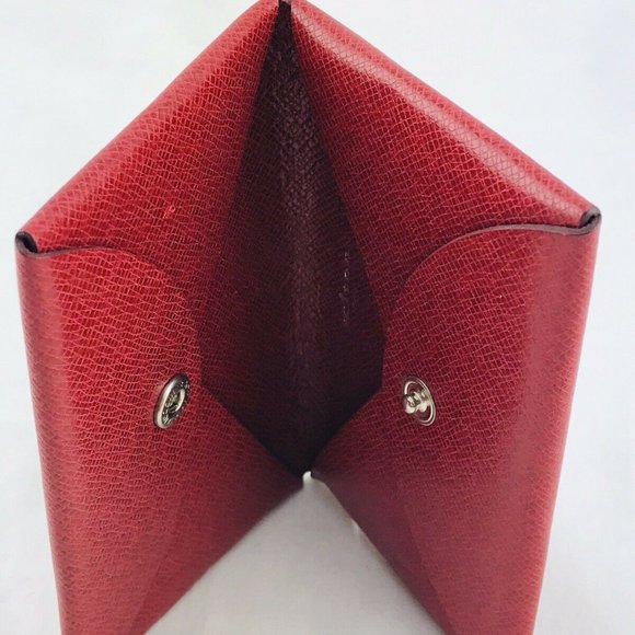 KITON Business Card Wallet Holder Red Leather Case - Picture 3 of 8